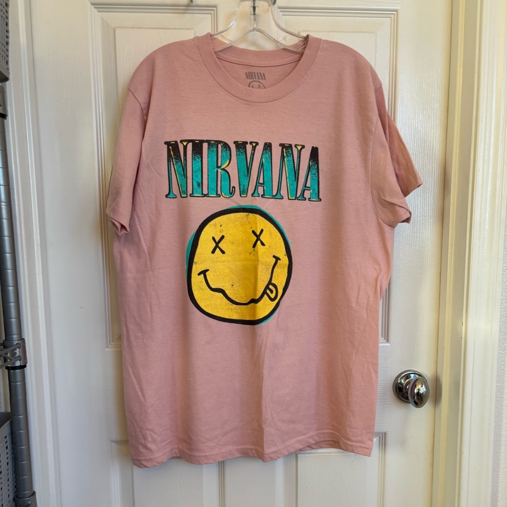 NIRVANA Pink and Yellow Kids Tee size S/M.